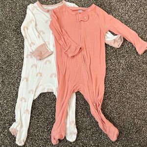 💟 BOGO! Cloud Island Pink Rainbow Footie Sleepers Stretchy Modal 0-3 Mo